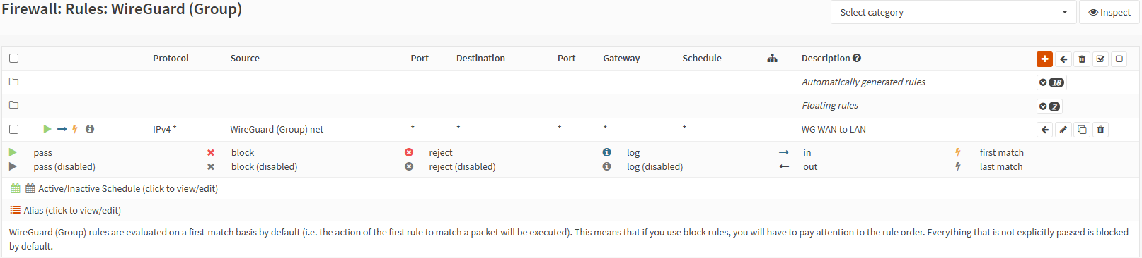 OPNSense firewall WG rules